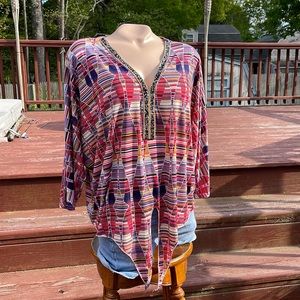 Bella Best Vintage L/S Top - V Neck Embellishments - tie on bottom